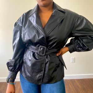 Faux leather wrap top
